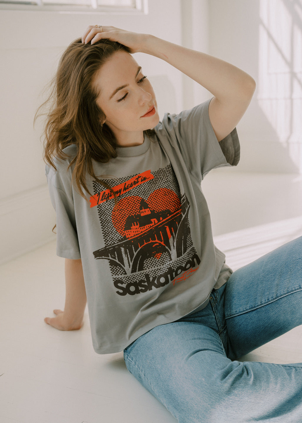L | Saskatoon Heartland Boxy Tee | Cloud | Ladies