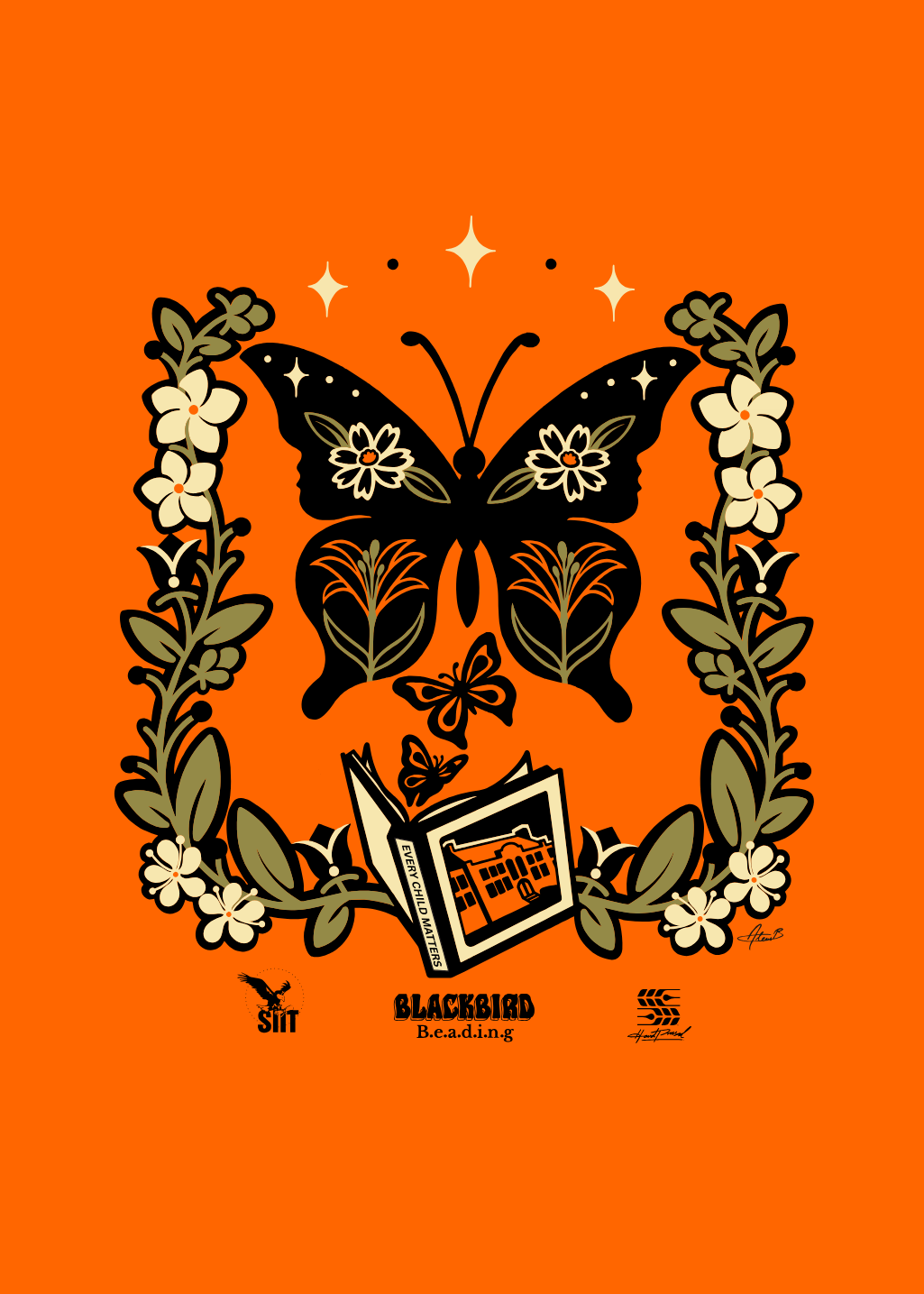 XL | Butterfly Tee with Alexis Blackbird | Orange | Unisex