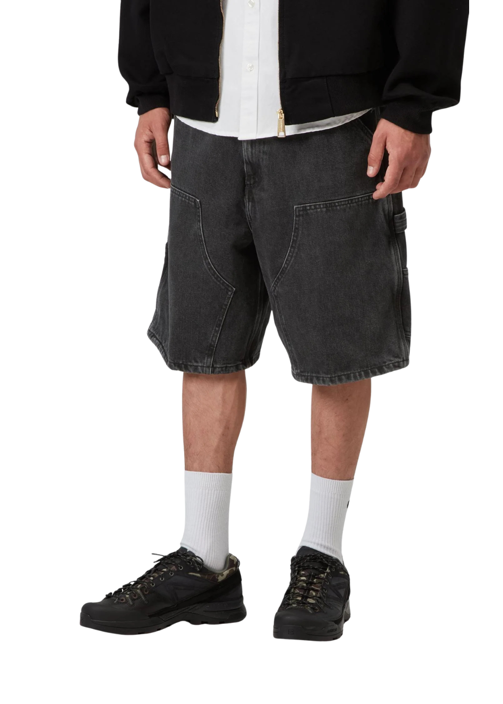 Carhartt WIP - Double Knee Short 'Smith' Denim - Black Stone Washed - Hardpressed Print Studio Inc.