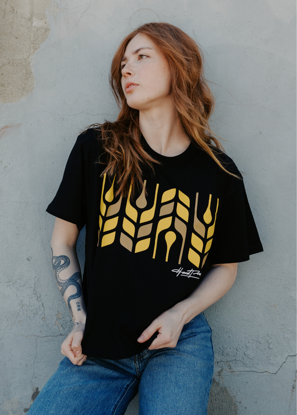M | Cross Grain Boxy Tee | Black | Ladies