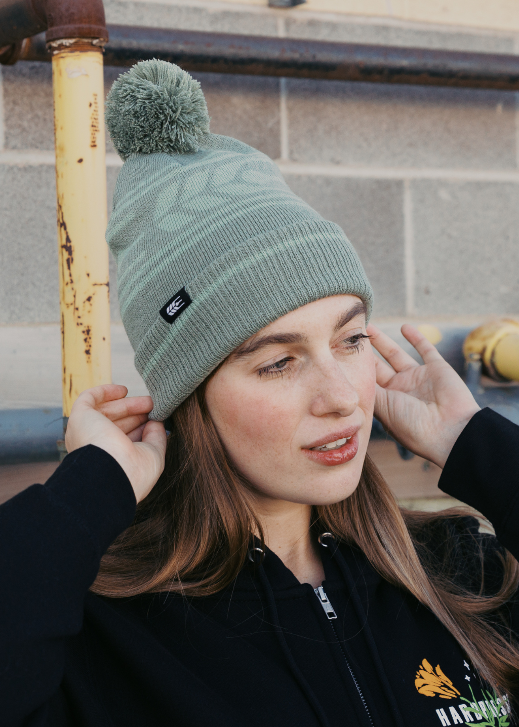Cross Grain Pom Toque | Sage | Adult