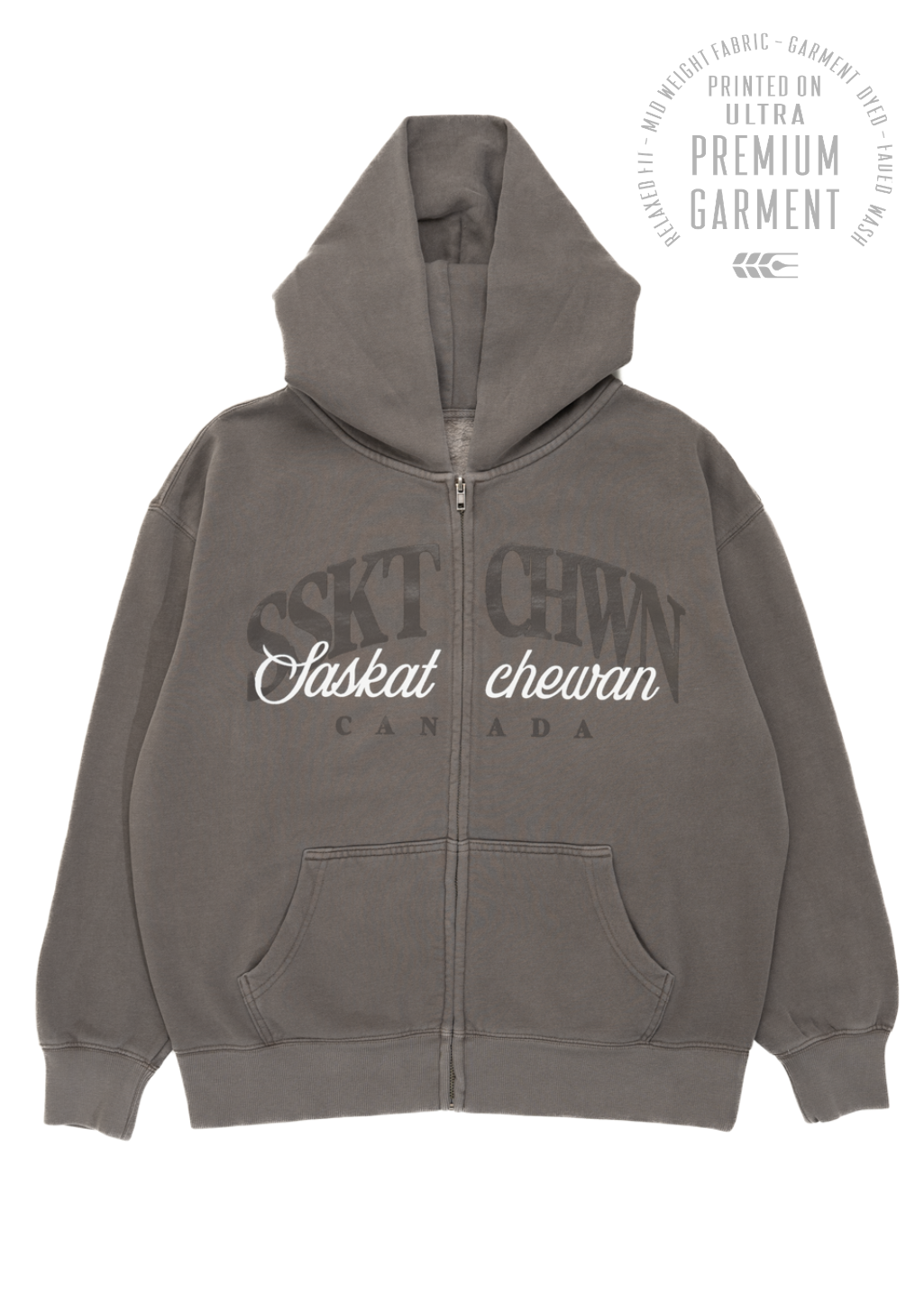 Say It Twice Zip-up Sweater | Vintage Grey | Ladies - Hardpressed Print Studio Inc.