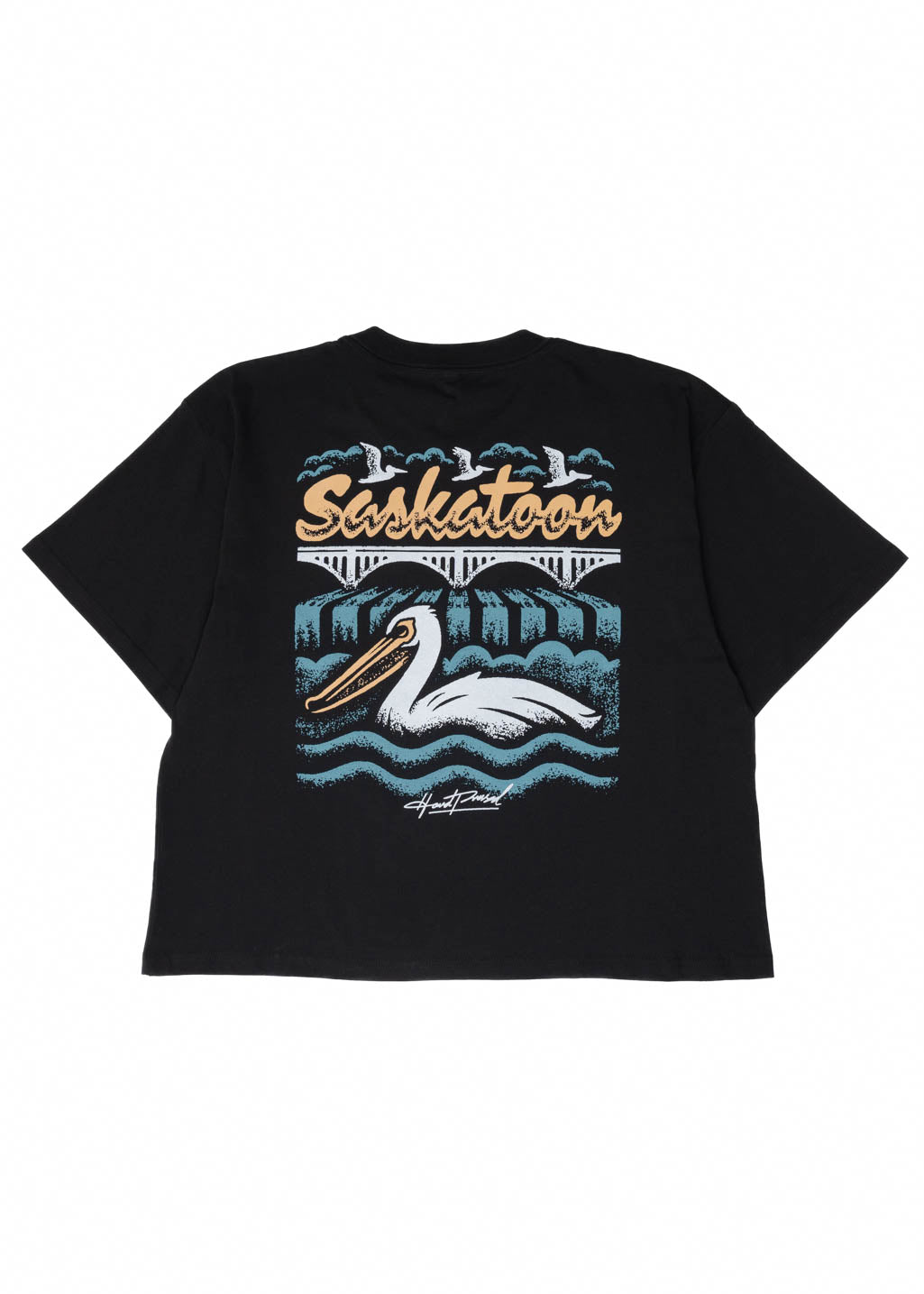 XS & L-XXL | Birds & Bridges Boxy Tee | Black | Ladies