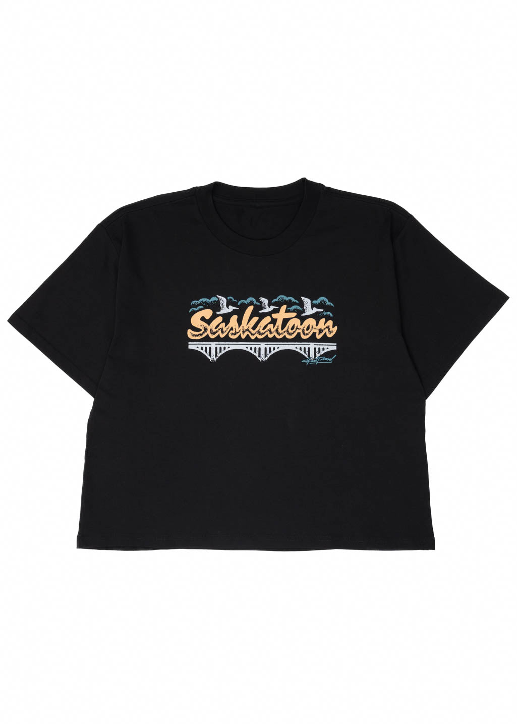 XS & L-XXL | Birds & Bridges Boxy Tee | Black | Ladies