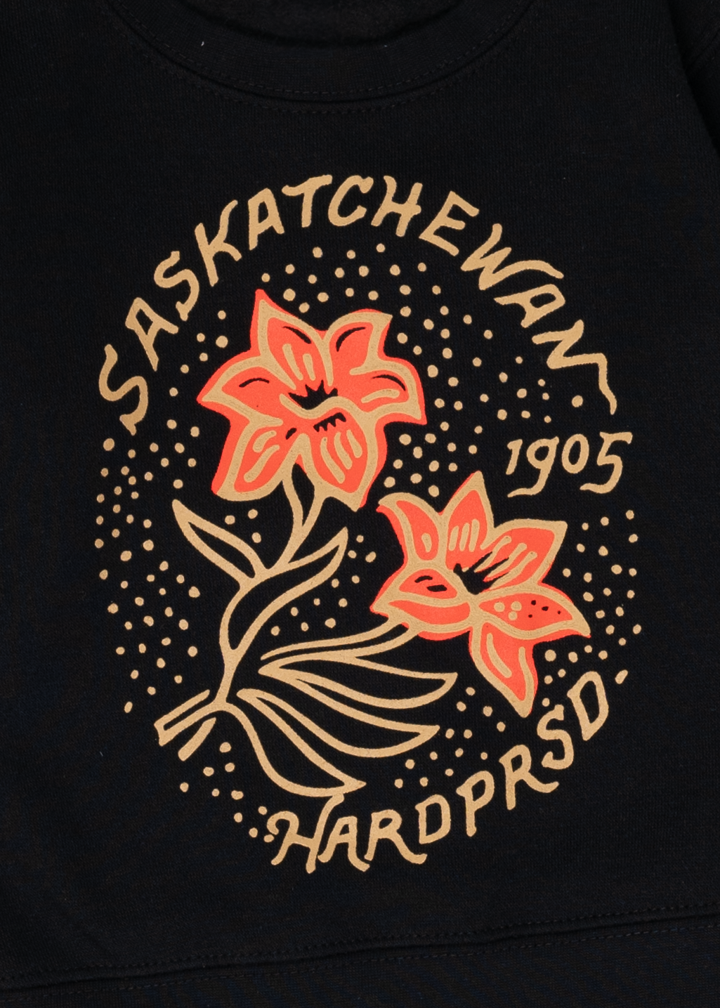 Gold Lily Crewneck | Black | Kids - Hardpressed Print Studio Inc.