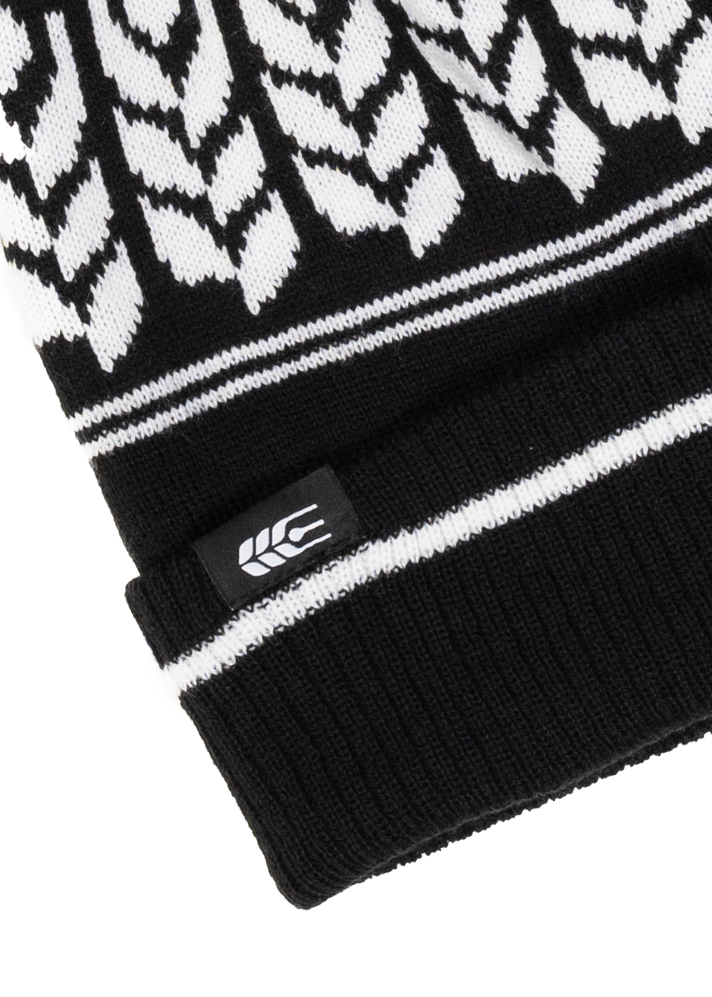 Houndstooth Grain Pom Toque | Black/White | Adult
