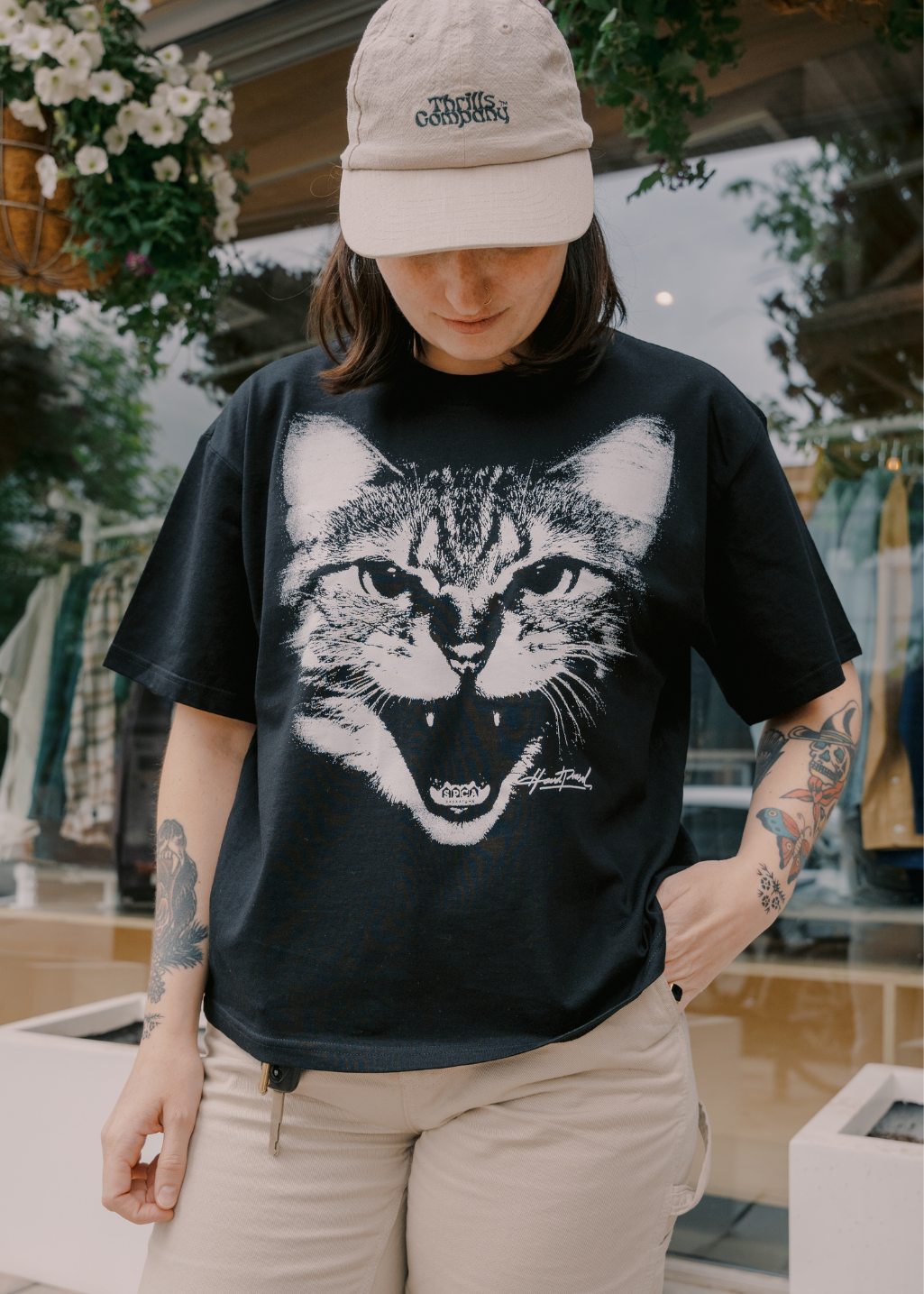 SPCA Cat Boxy Tee | Black | Ladies