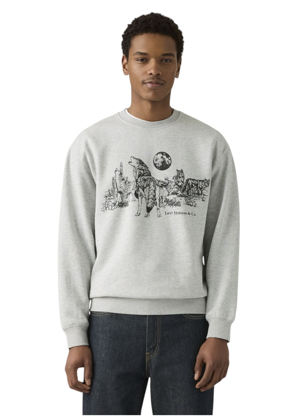 Levi's - Relaxed Graphic Crew - Wolf Pack Light Heather Grey