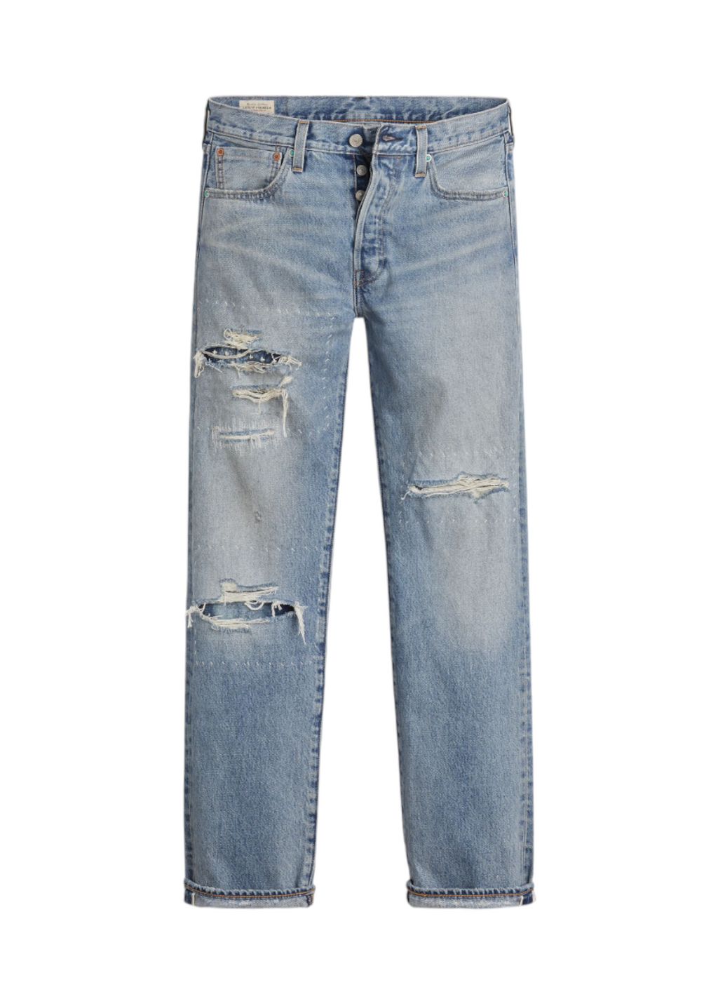 Levi's - 501® Original - Turquoise Rived Destruction Selvedge