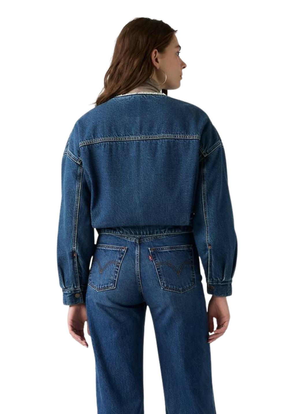 Levi's - Collarless Crop Sherpa Trucker - Rogue Rumor