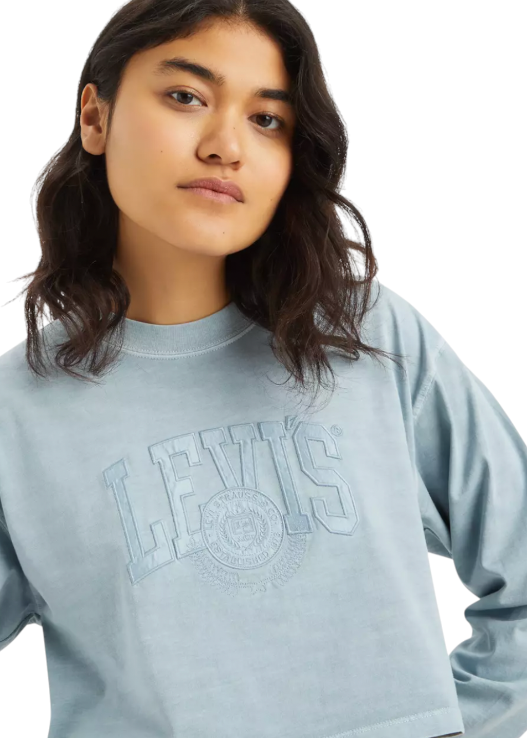 Levi's - GR Crop LS Football Tee - Applique Varsity Logo Gd Arona