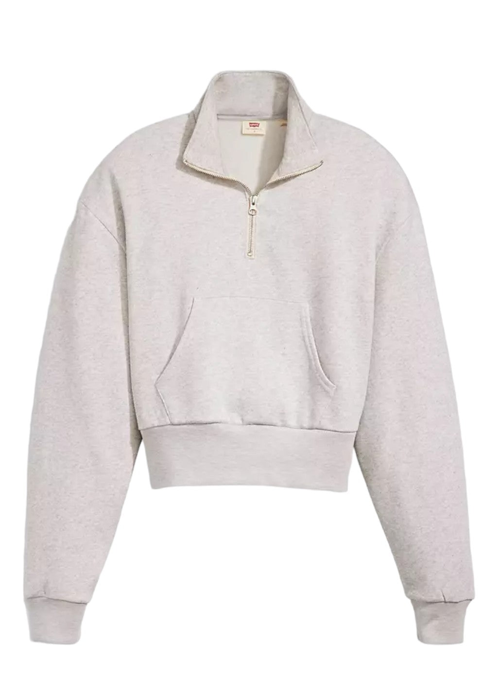 Cropped Half-Zip Sweatshirt Heather Grey