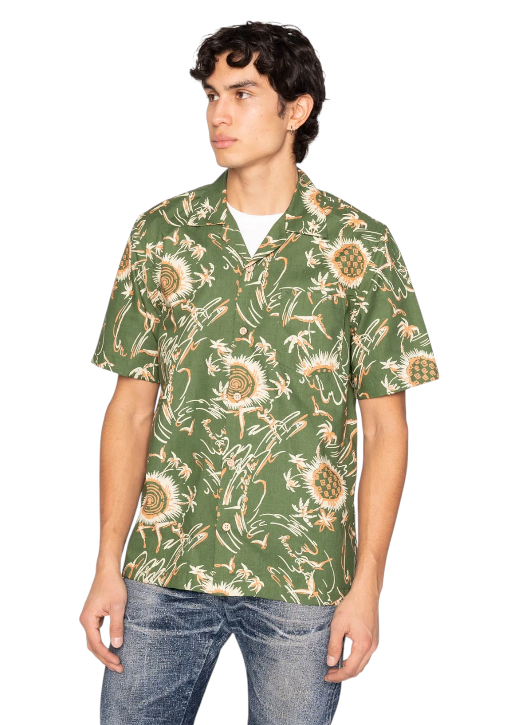 Naked & Famous Denim - Aloha Shirt - Waikiki Waves - Green