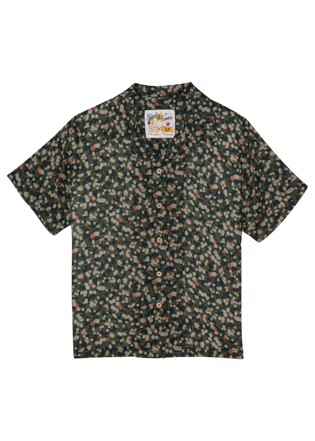Naked & Famous Denim - Camp Collar Shirt - Fruit Print - Navy