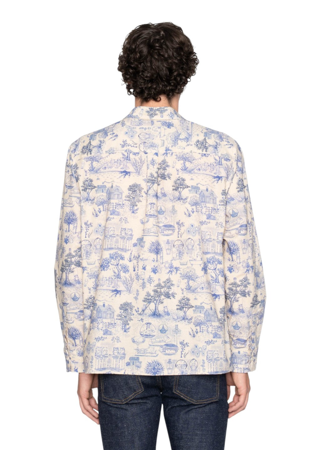 Naked & Famous Denim - True Shirt - Linen Cats - Blue