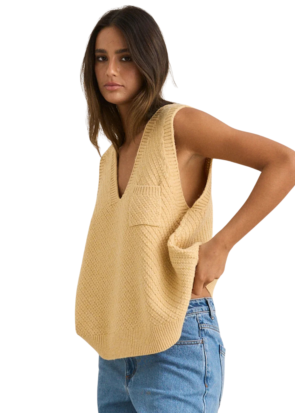 Rhythm - Archer Knit Vest - Sand - Hardpressed Print Studio Inc.