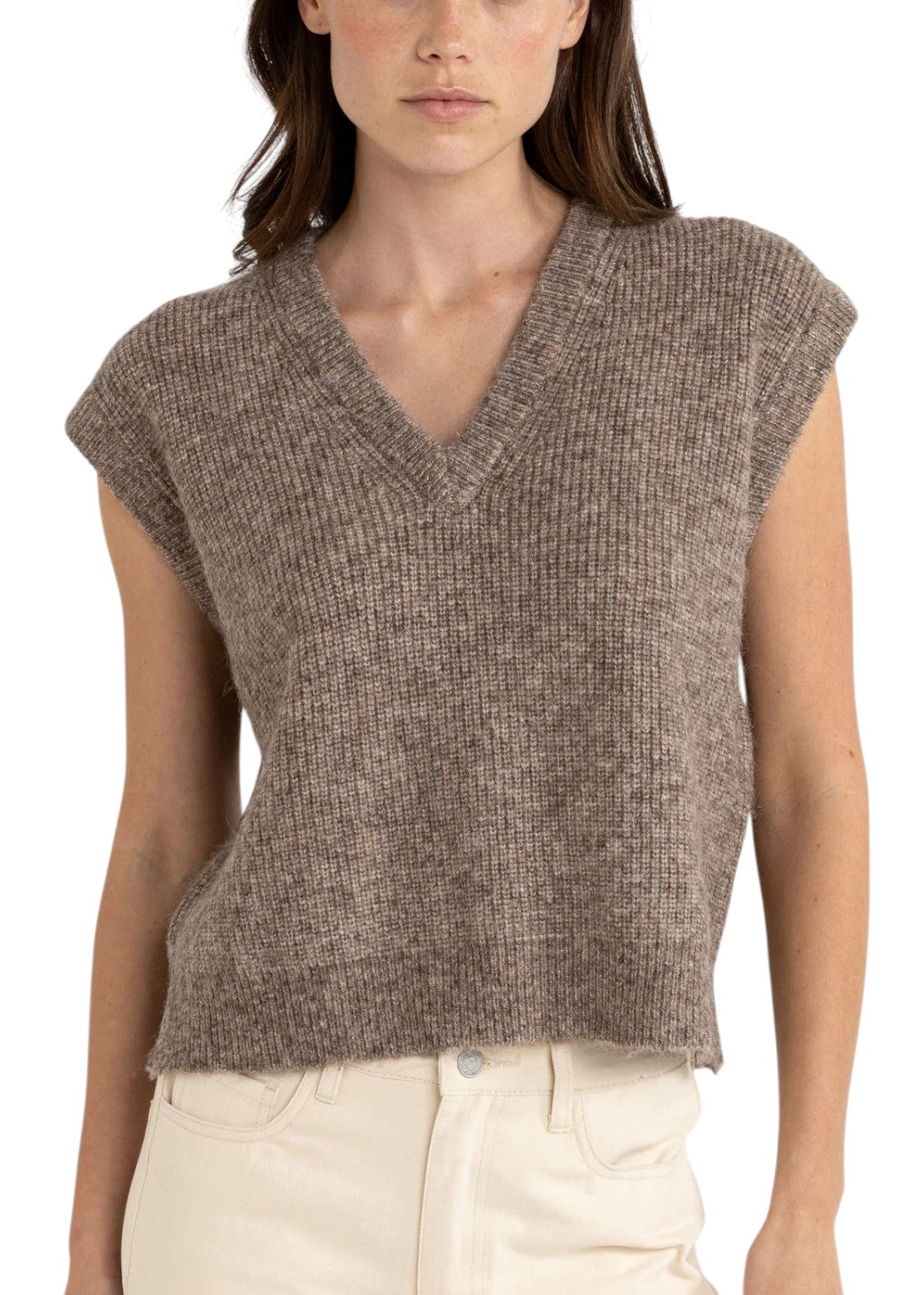 Rhythm - Quinn Knit Vest - Oatmeal - Hardpressed Print Studio Inc.