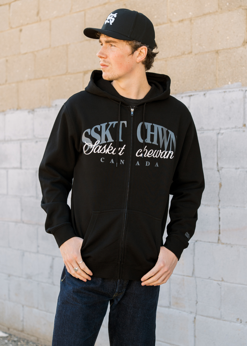 Say It Twice Zip-up Sweater | Black | Unisex - Hardpressed Print Studio Inc.