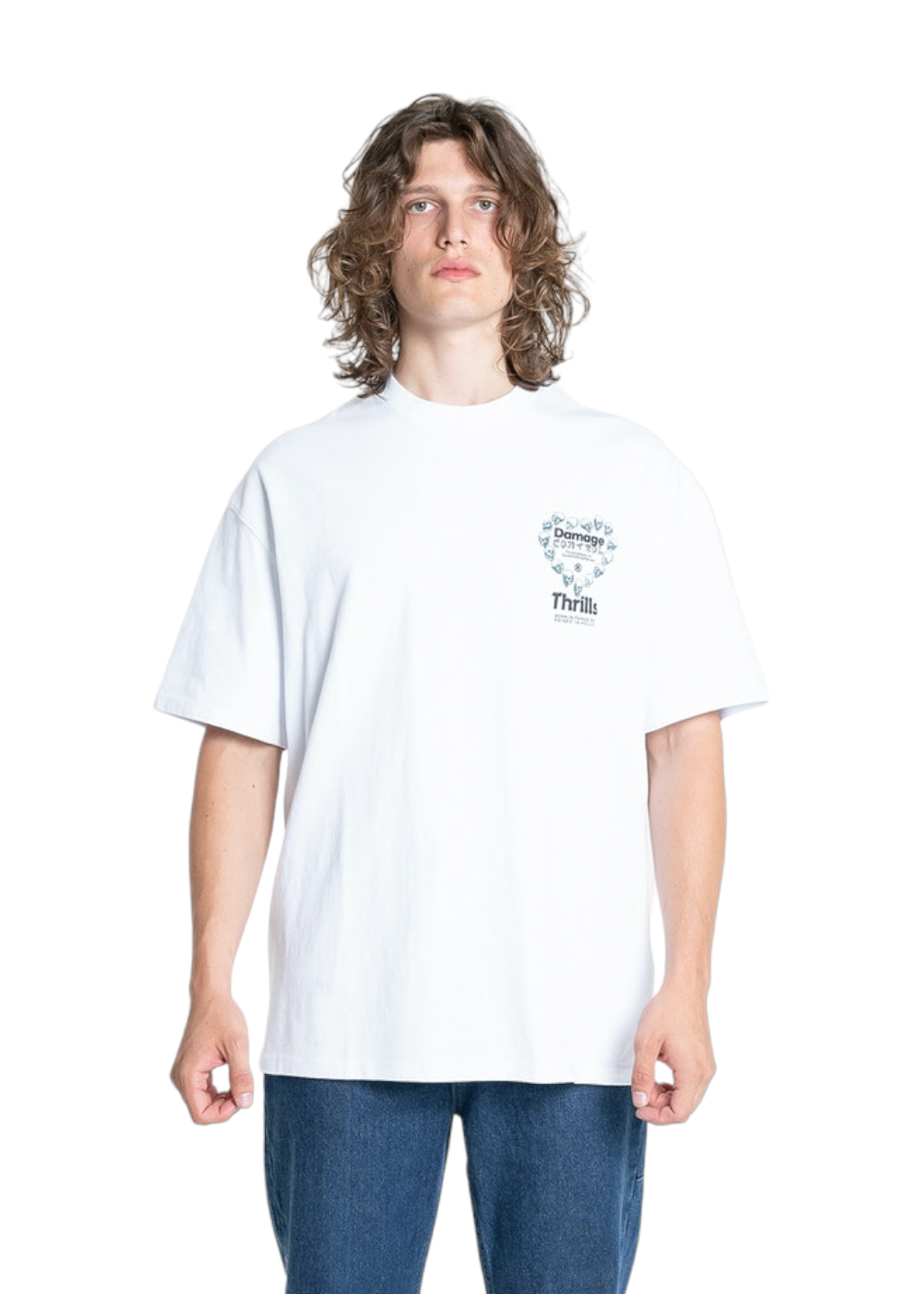 THRILLS - Controlled Damage Box Fit Oversize Tee - White - Hardpressed Print Studio Inc.