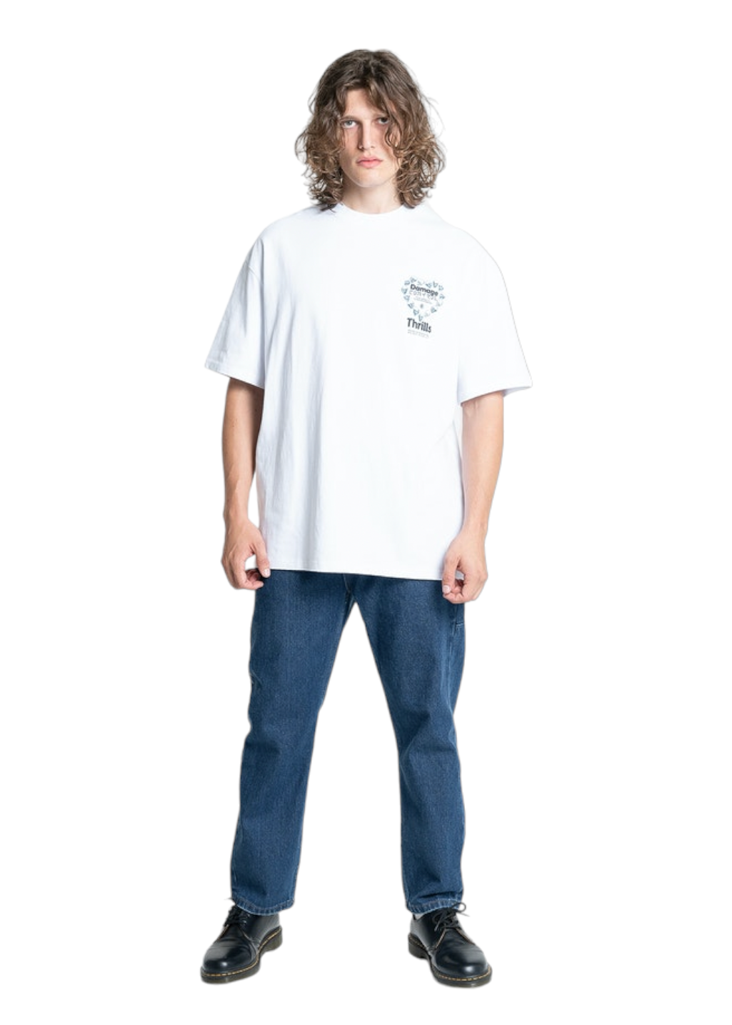 THRILLS - Controlled Damage Box Fit Oversize Tee - White - Hardpressed Print Studio Inc.
