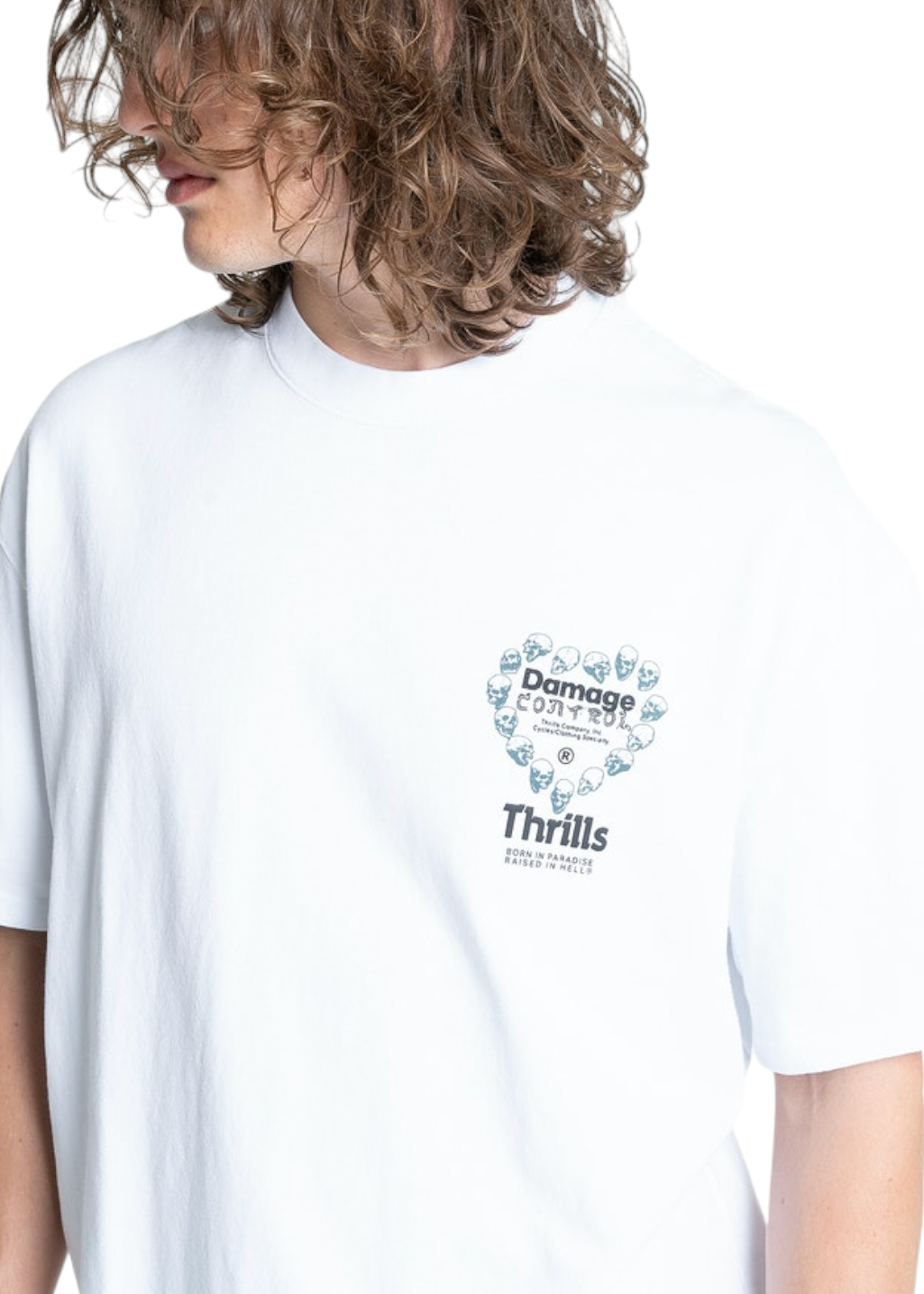 THRILLS - Controlled Damage Box Fit Oversize Tee - White - Hardpressed Print Studio Inc.