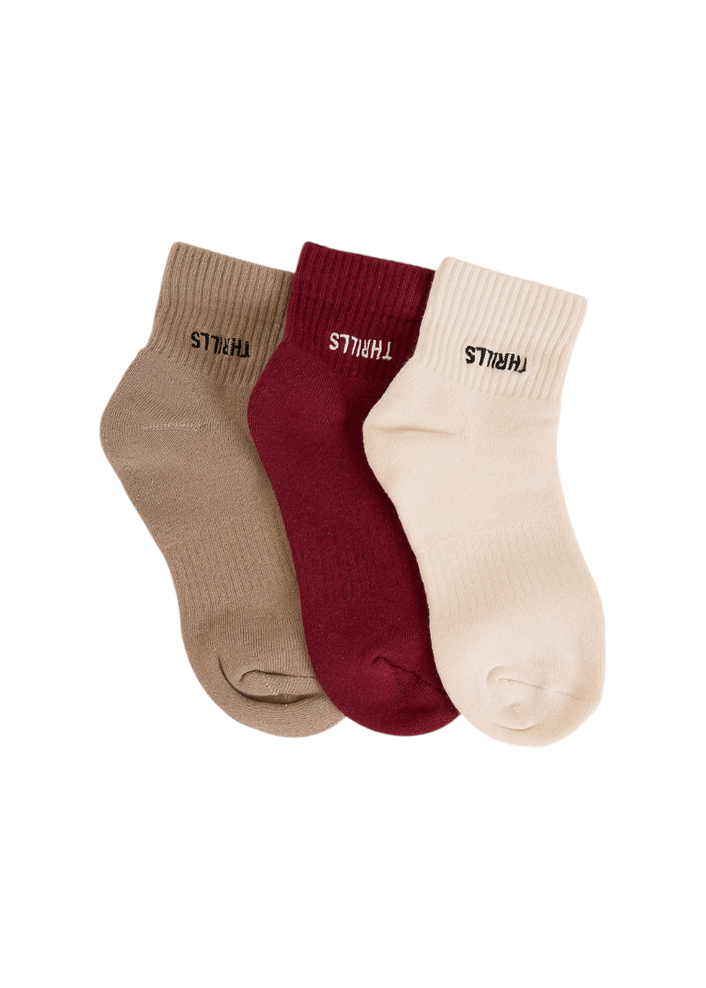 THRILLS - Minimal Thrills 3 Pack Sock - String/Cabernet/Heritage White