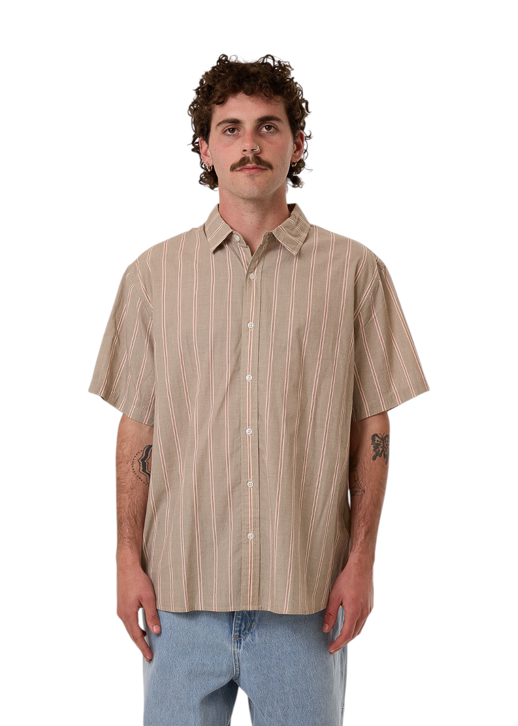 THRILLS - Rooney Stripe Short Sleeve Shirt - String