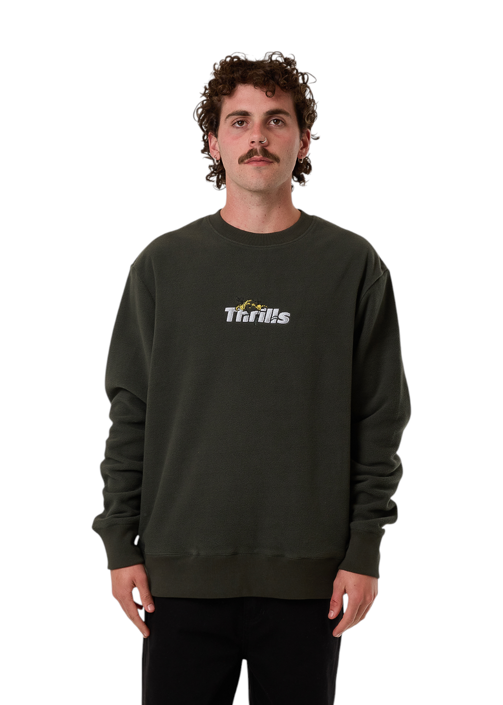 THRILLS - Solace Of Nature Oversize Polar Fleece Crew - Oil Green