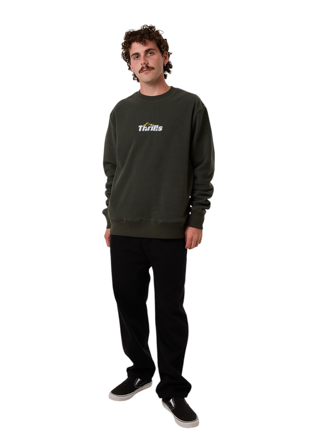 THRILLS - Solace Of Nature Oversize Polar Fleece Crew - Oil Green