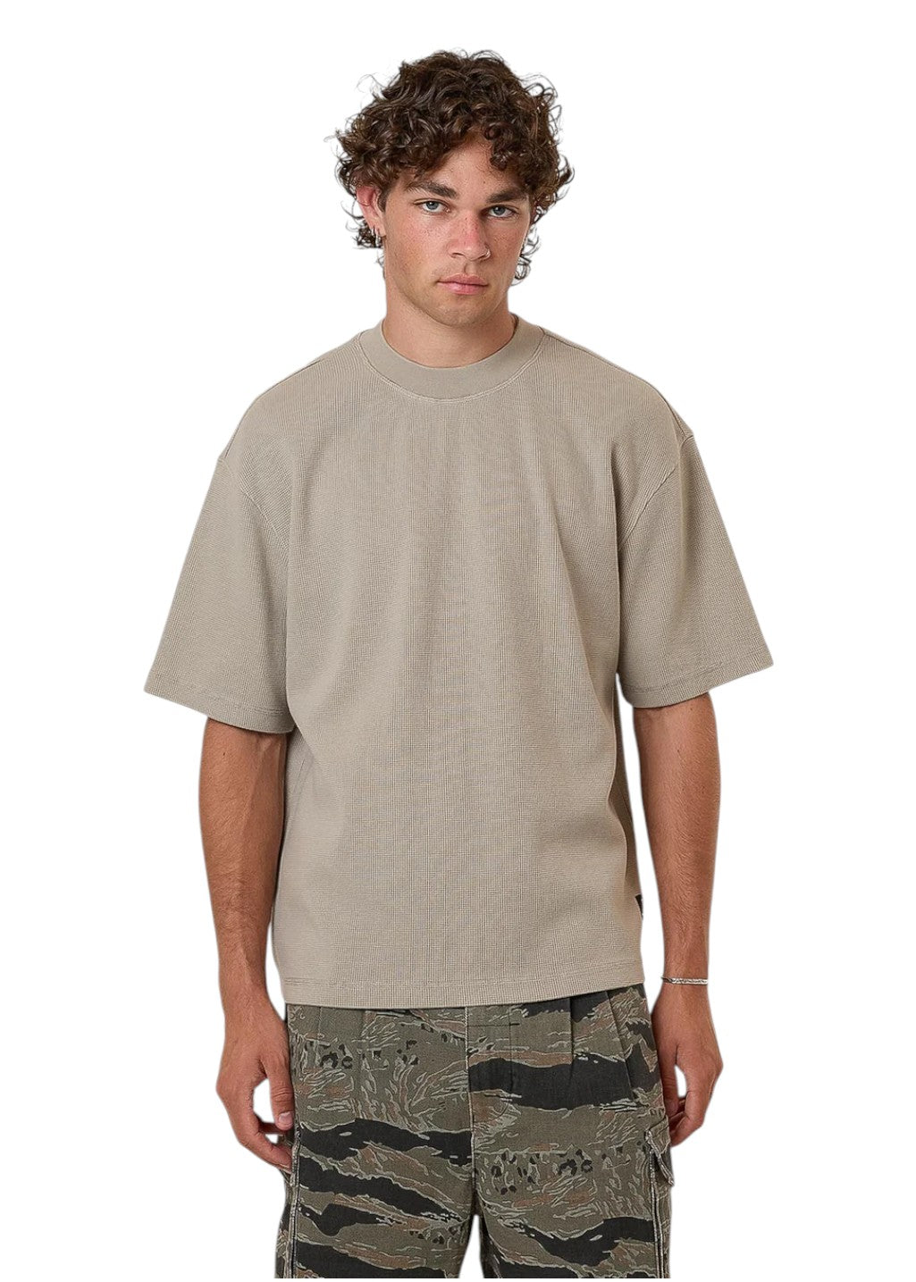 THRILLS - Arts & Industrial Box Fit Oversize Short Waffle Tee - Light Grey