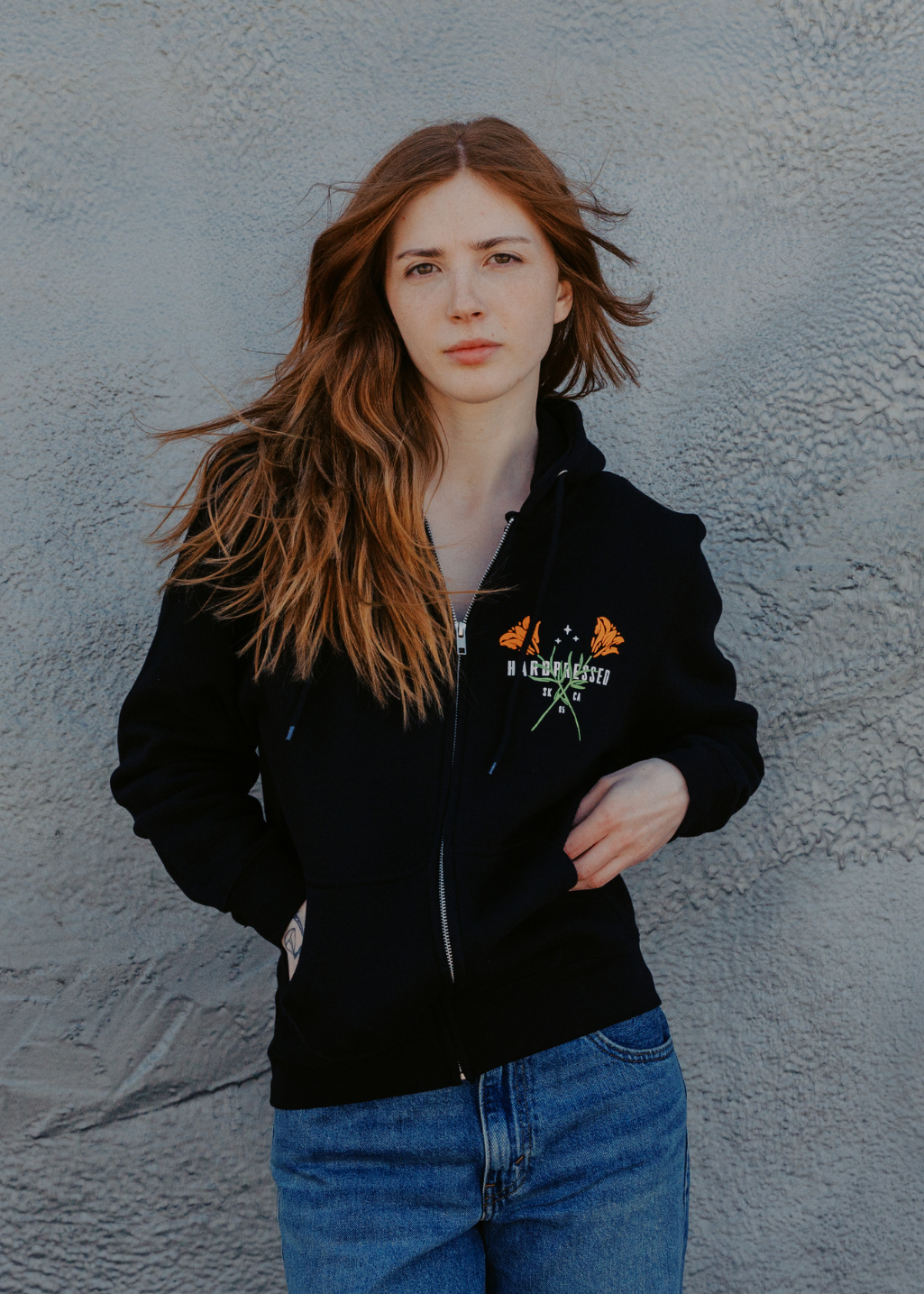 Wild Lily Zip Sweater | Black | Unisex