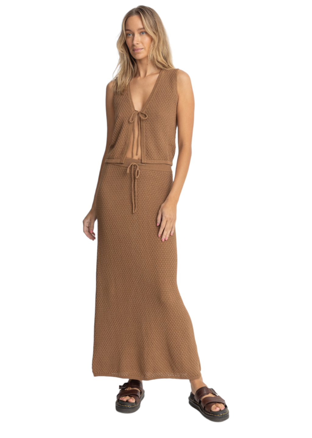 Rhythm - Jossie Knit Maxi Skirt - Chocolate - Hardpressed Print Studio Inc.
