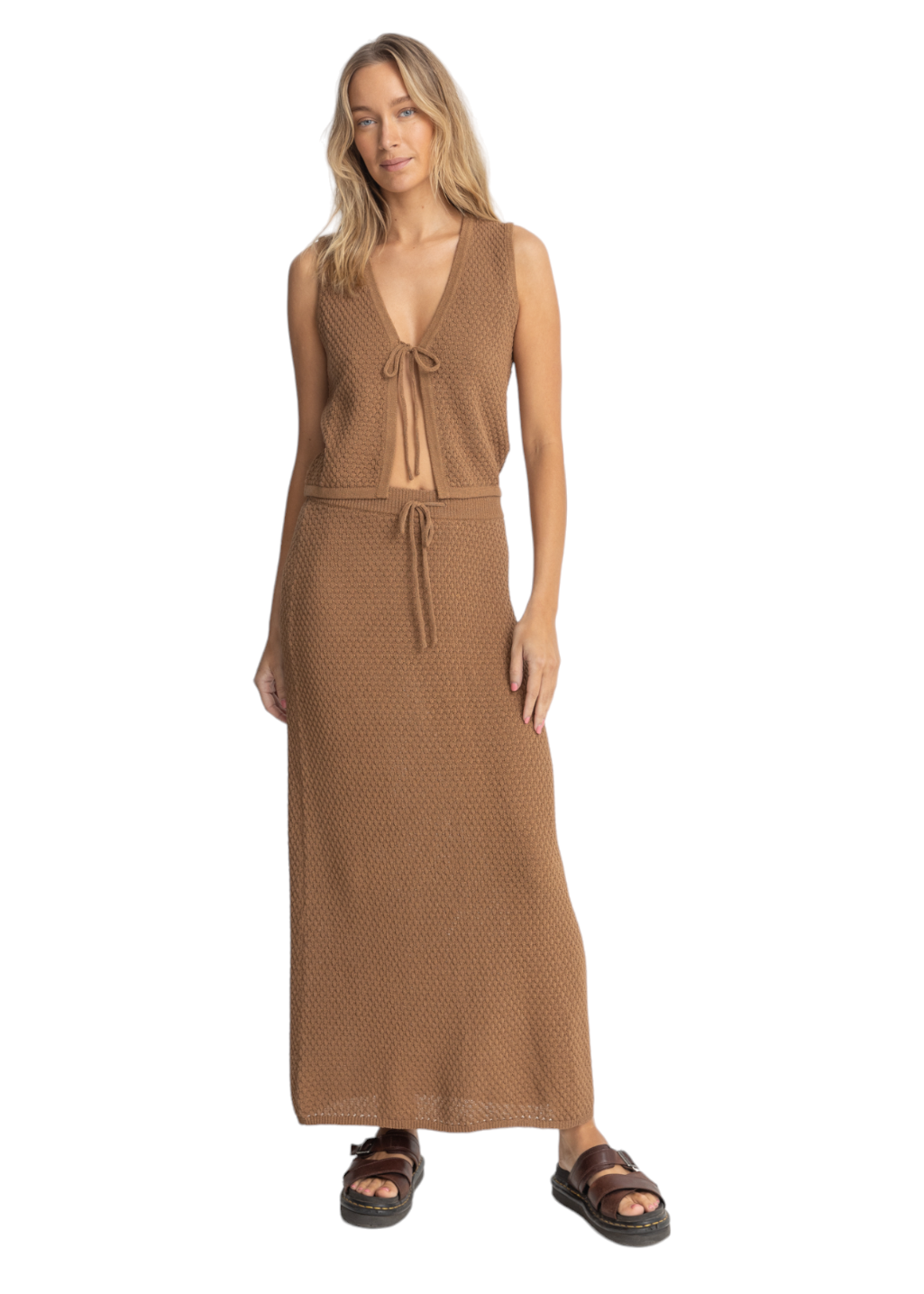 Rhythm - Jossie Knit Maxi Skirt - Chocolate - Hardpressed Print Studio Inc.