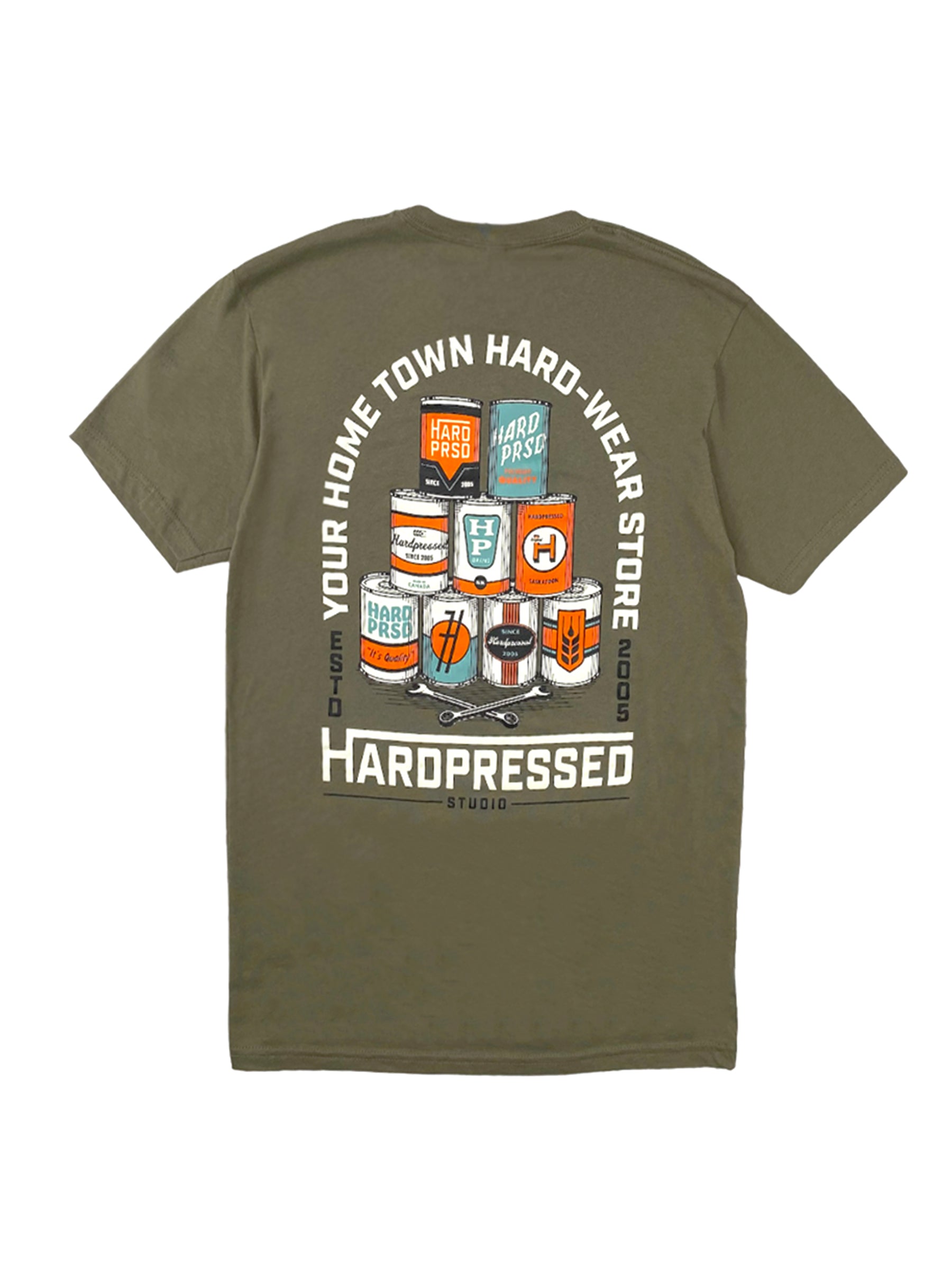 Hard-Wear Store Tee | Coverall Green | Unisex - Hardpressed Print Studio Inc.