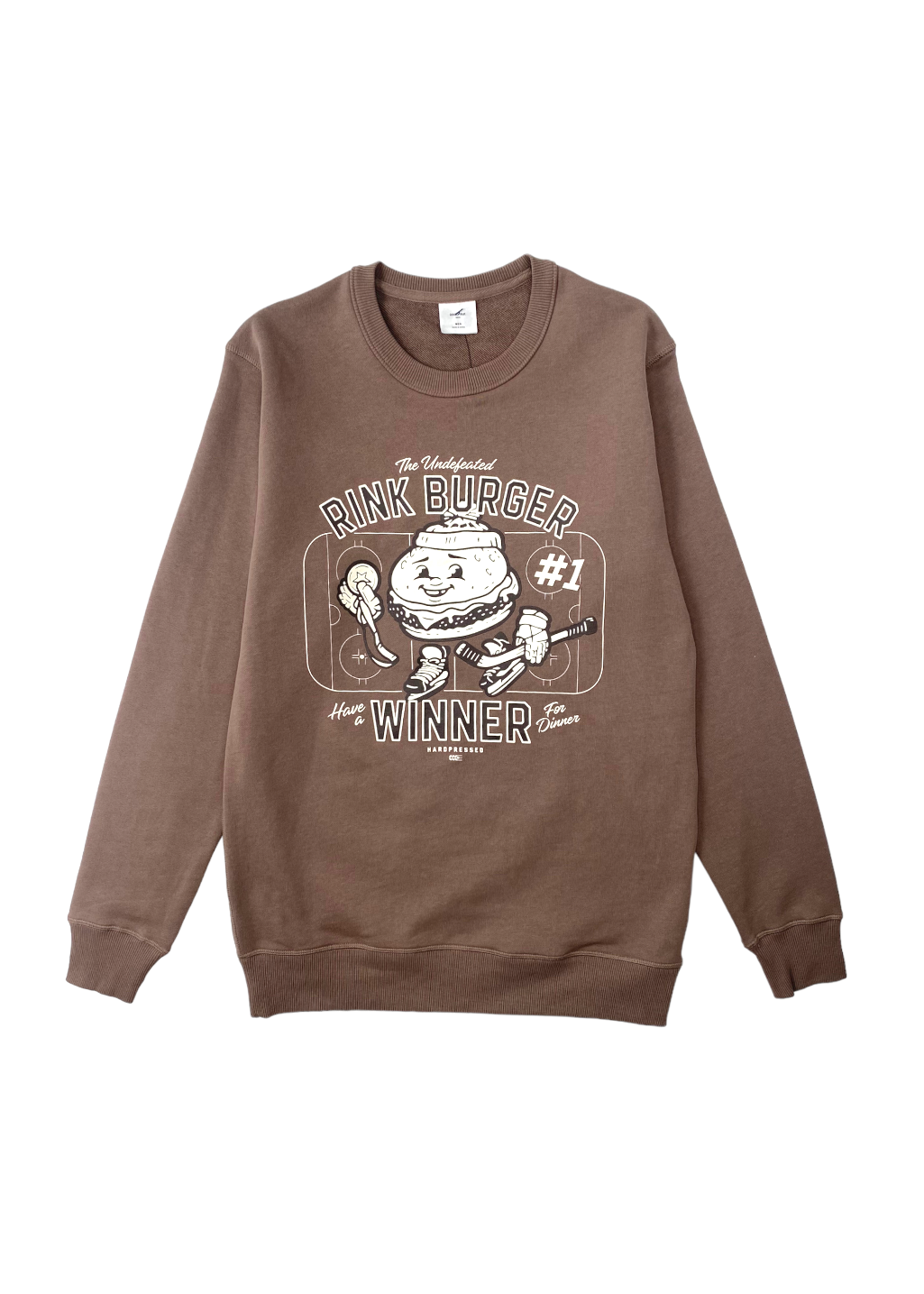 Rink Burger Crewneck | Toasted | Unisex and Ladies - Hardpressed Print Studio Inc.
