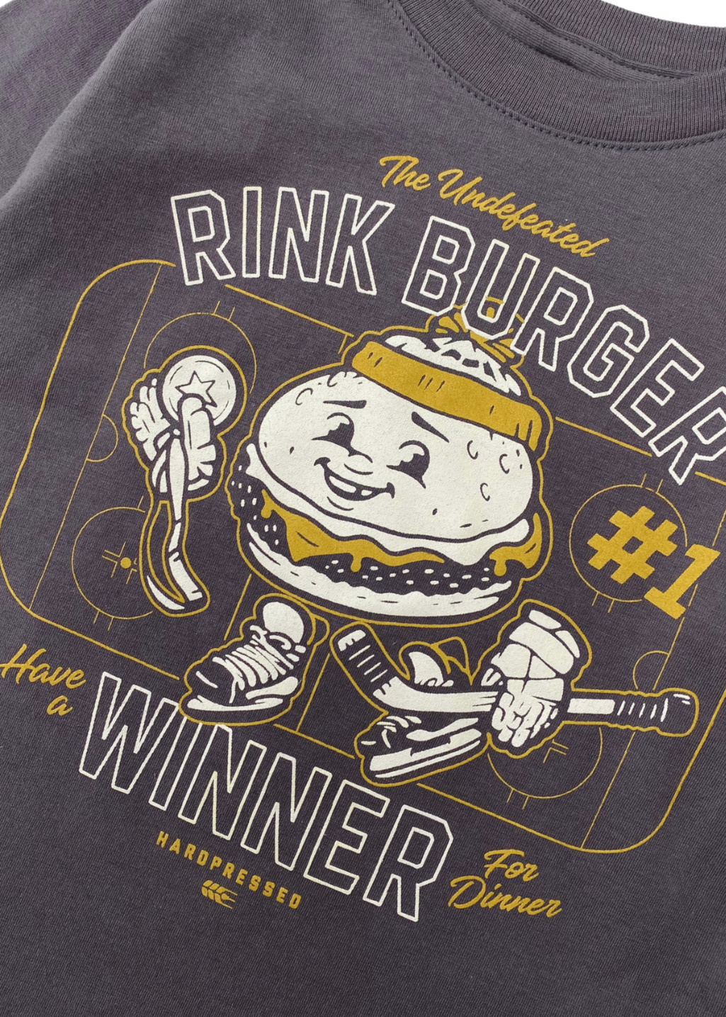 Rink Burger Long Sleeve Tee | Charcoal | Kids - Hardpressed Print Studio Inc.