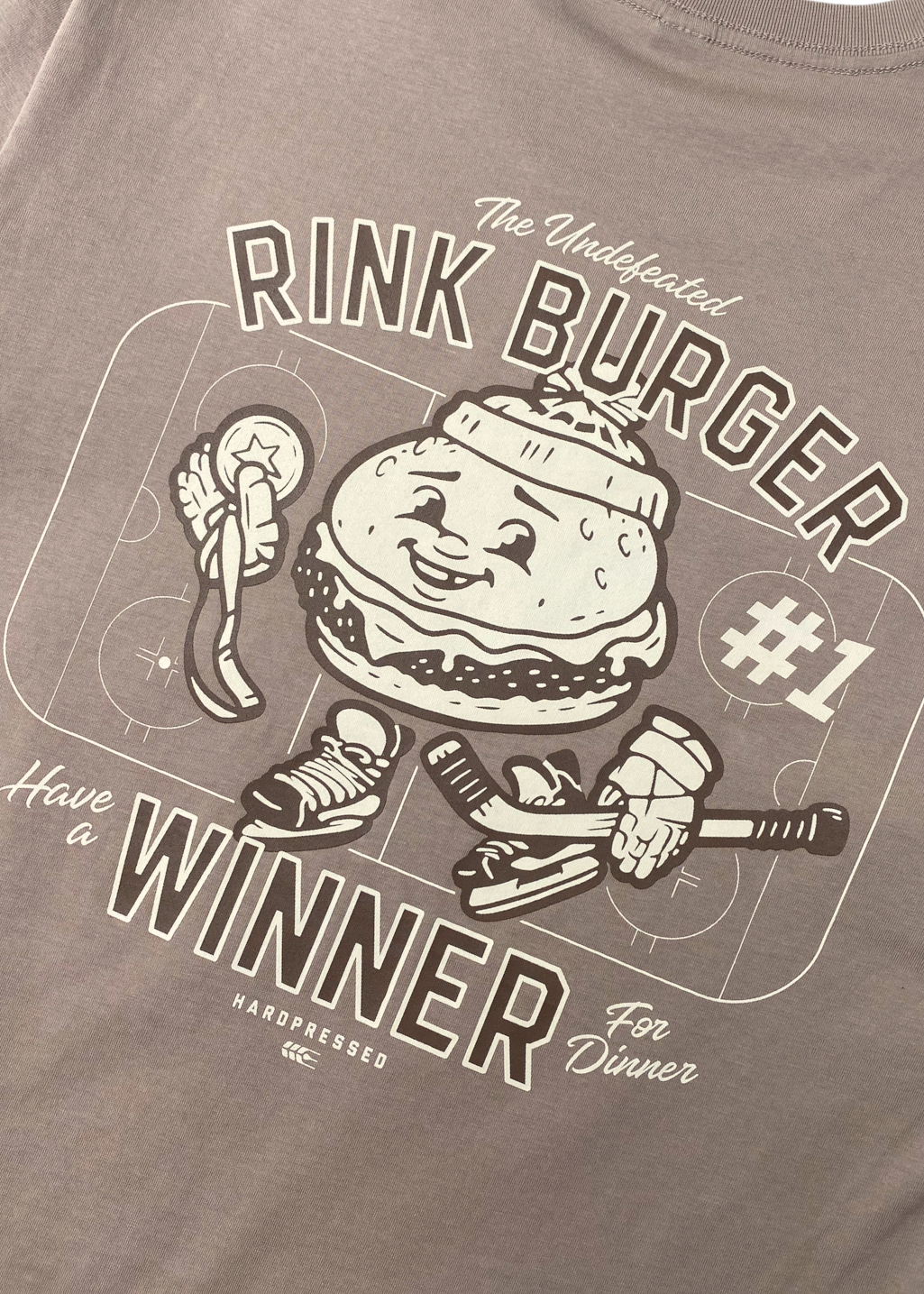 Rink Burger Tee | Sesame | Unisex and Ladies - Hardpressed Print Studio Inc.