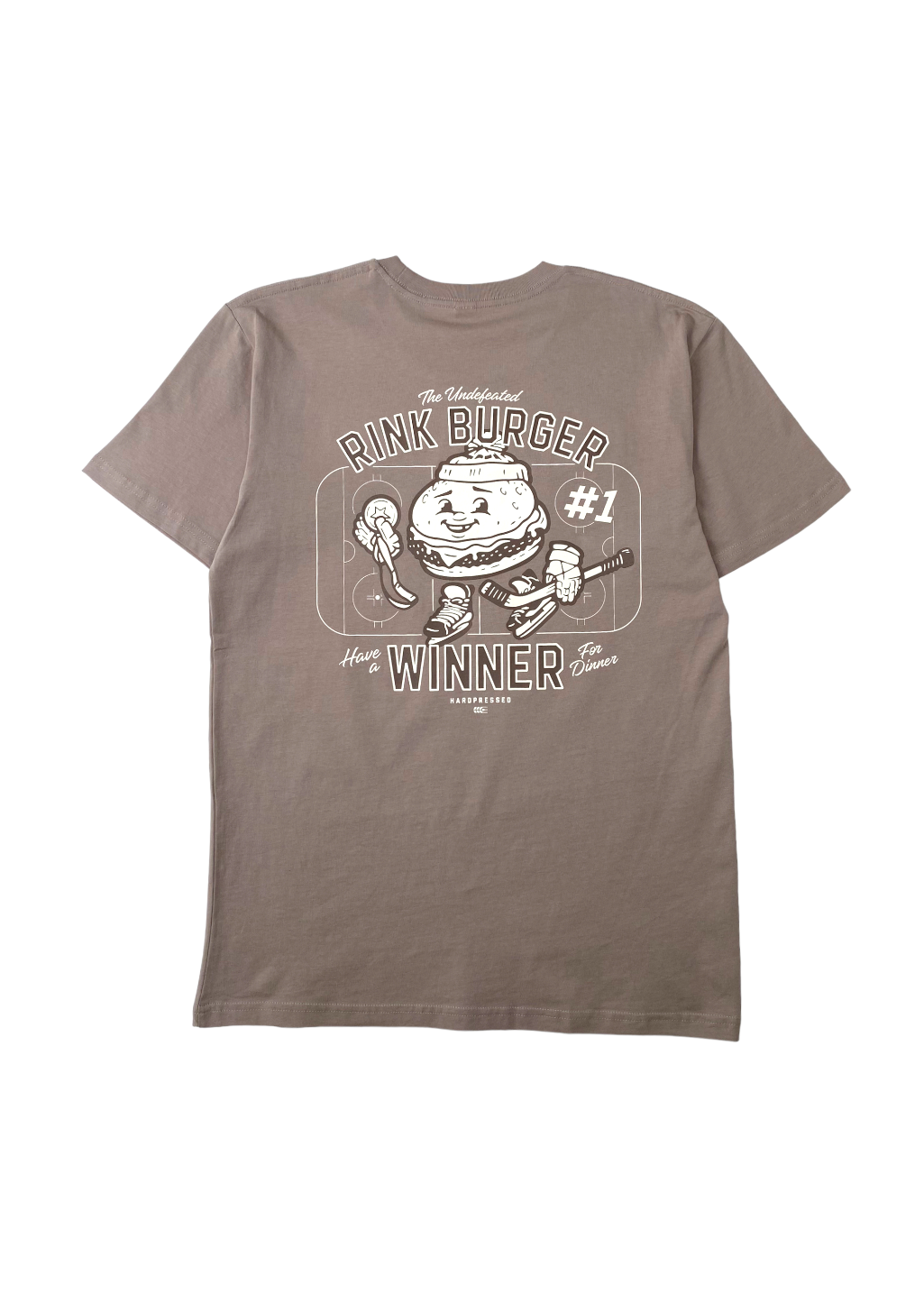 Rink Burger Tee | Sesame | Unisex and Ladies - Hardpressed Print Studio Inc.