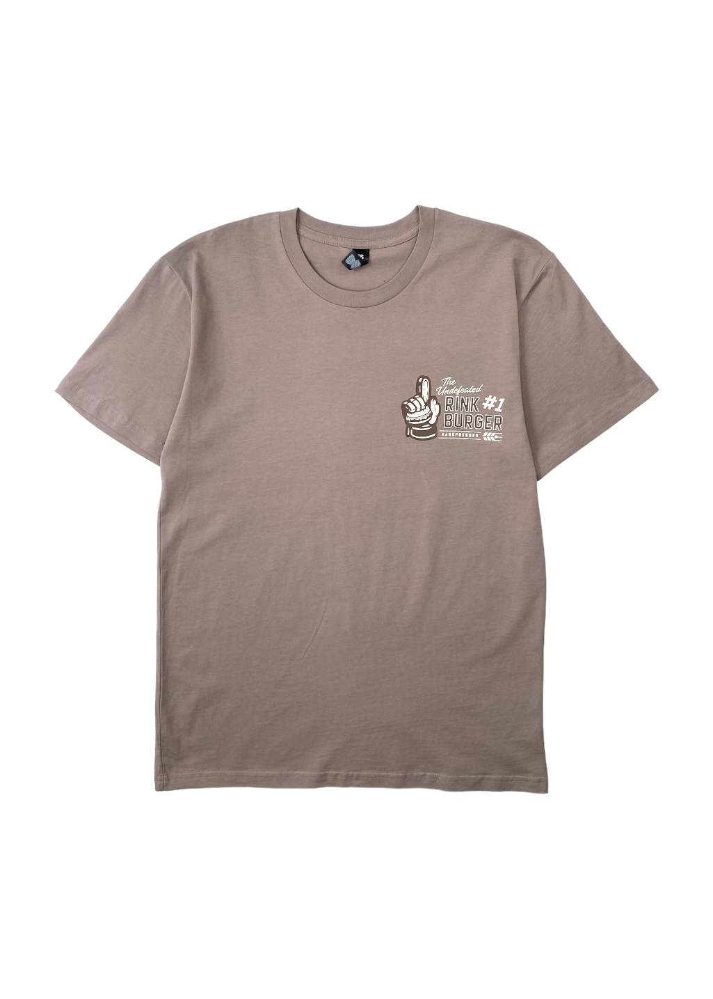 Rink Burger Tee | Sesame | Unisex and Ladies - Hardpressed Print Studio Inc.
