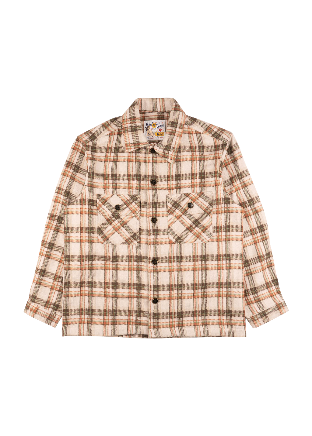 Naked & Famous Denim - Work Shirt - Triple Yarn Twill Check Brush - Beige - Hardpressed Print Studio Inc.