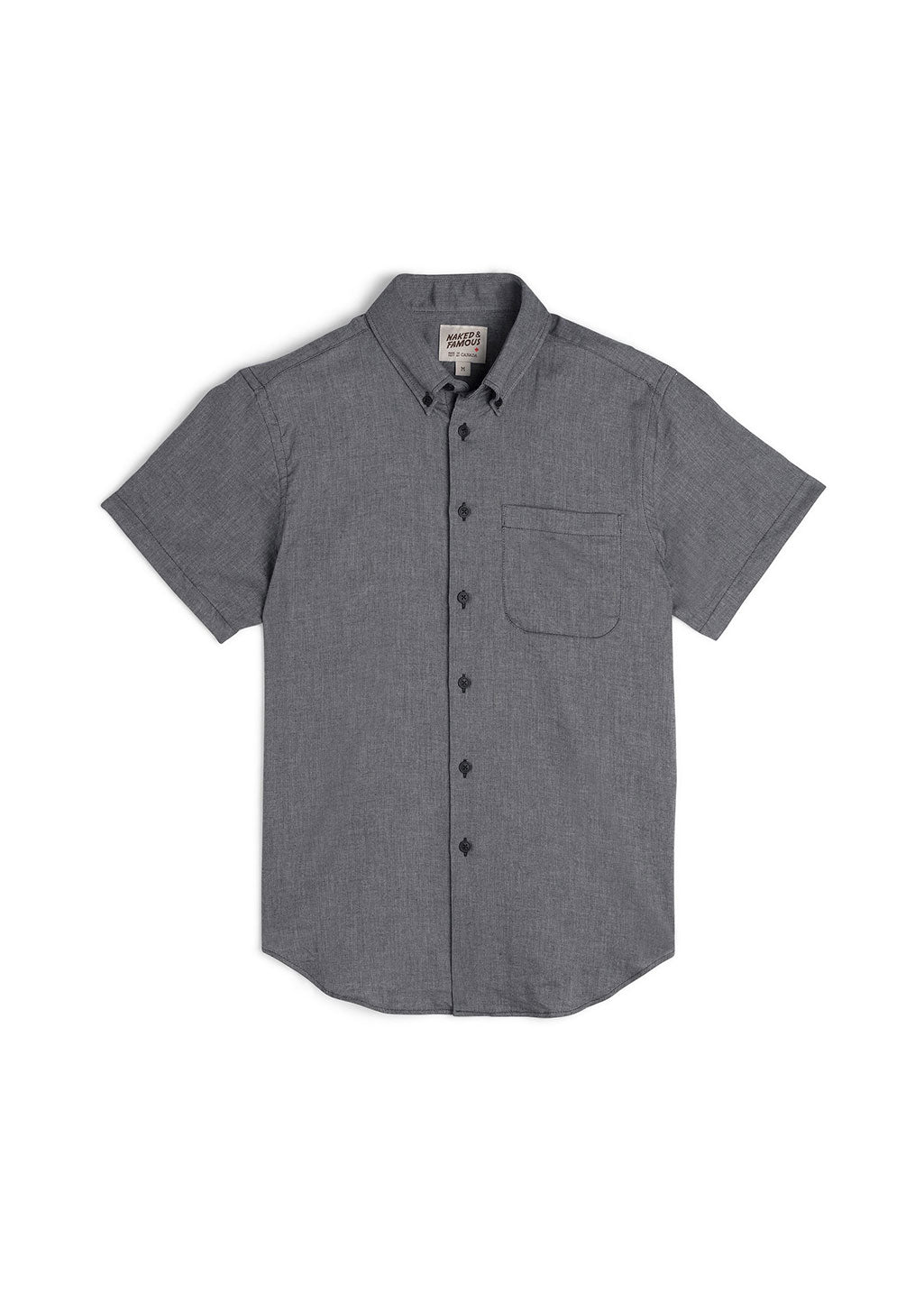 Naked Famous Denim Short Sleeve Easy Shirt Organic Cotton Twill Black