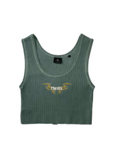 THRILLS - Golden Wings Crop Rib Singlet - Scrubs Green - Hardpressed Print Studio Inc.