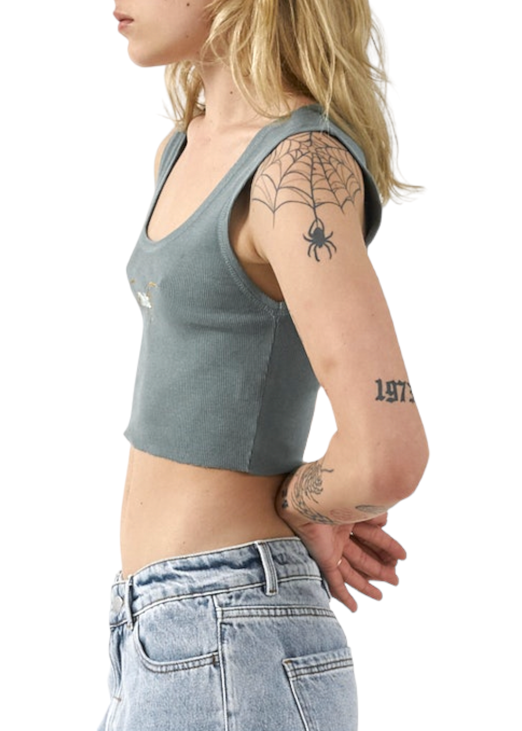 THRILLS - Golden Wings Crop Rib Singlet - Scrubs Green - Hardpressed Print Studio Inc.