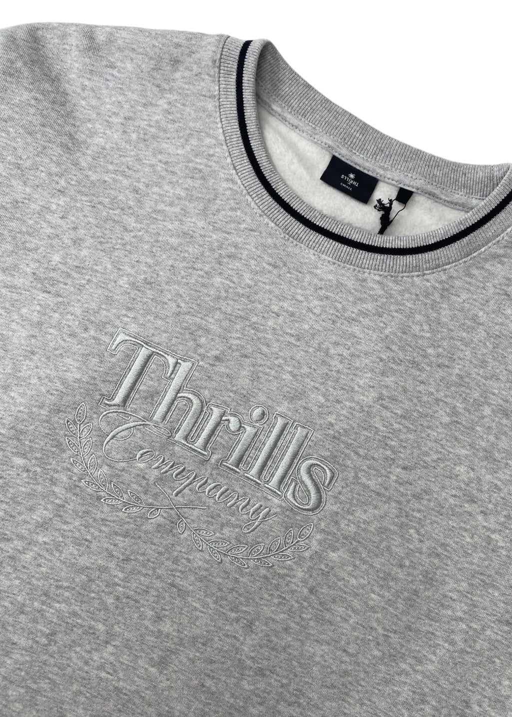 THRILLS - Bad Members Embro Slouch Crew Neck Fleece - Snow Marle - Hardpressed Print Studio Inc.