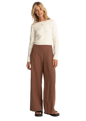 Rhythm - Whitehaven Wide Leg Pant - Brown - Hardpressed Print Studio Inc.