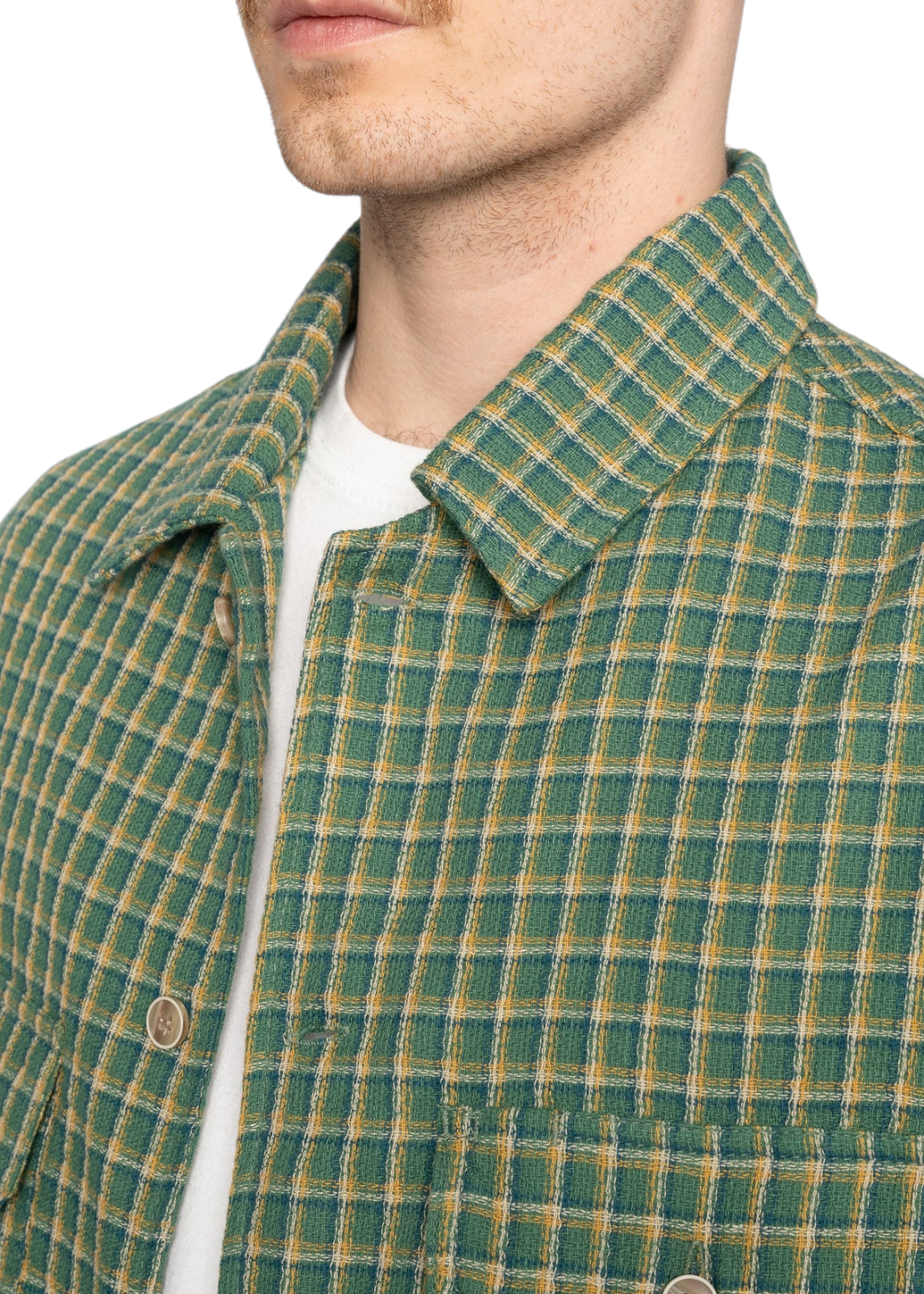 Naked & Famous Denim - Over Shirt - Yarn Dyed Double Cloth - Green - Hardpressed Print Studio Inc.