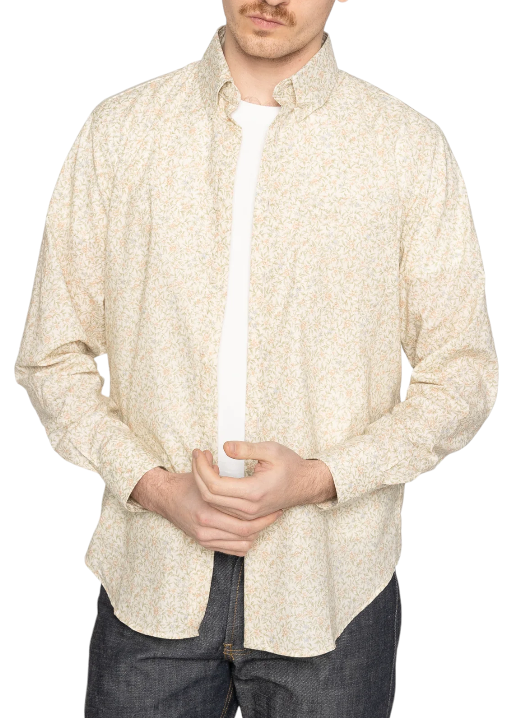 Naked & Famous Denim - Easy Shirt - Bell Flowers - Cream - Hardpressed Print Studio Inc.