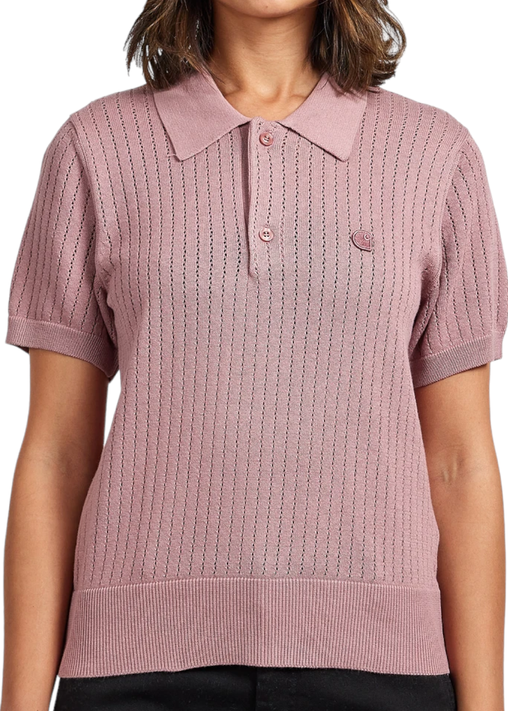 Carhartt WIP - W' S/S Norlina Polo Knit - Dusty Fuchsia