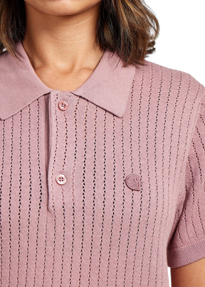 Carhartt WIP - W' S/S Norlina Polo Knit - Dusty Fuchsia