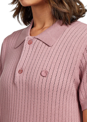 Carhartt WIP - W' S/S Norlina Polo Knit - Dusty Fuchsia